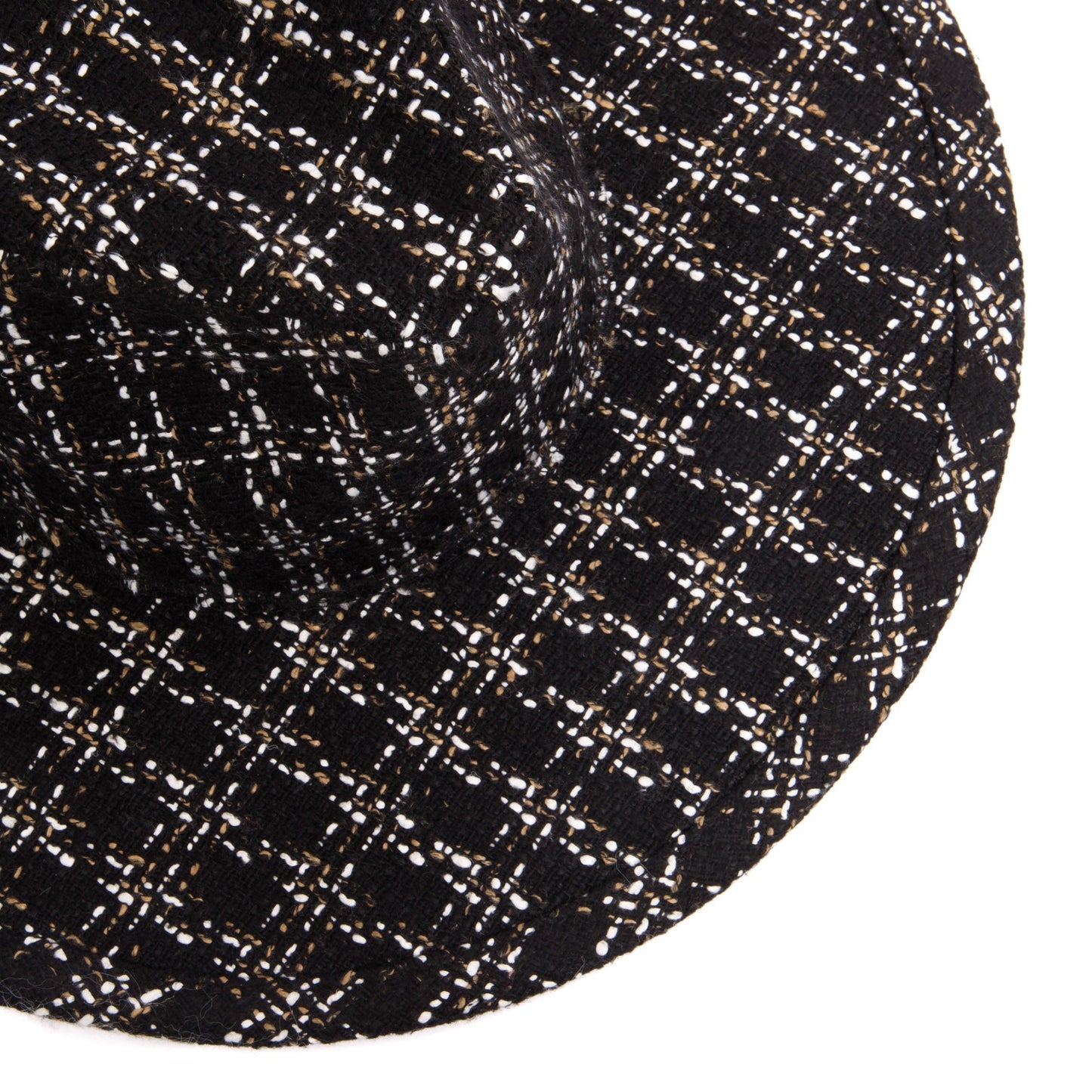 Aria - Wide Brim Fedora with Textured Mixed Tweed Fabric