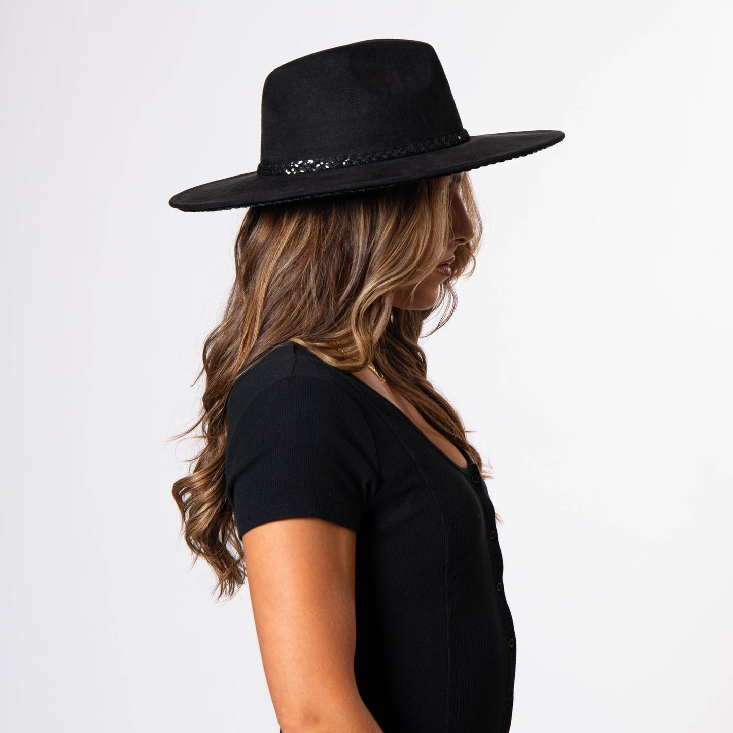 Women's Fedora with Tonal Braided Sequin Band