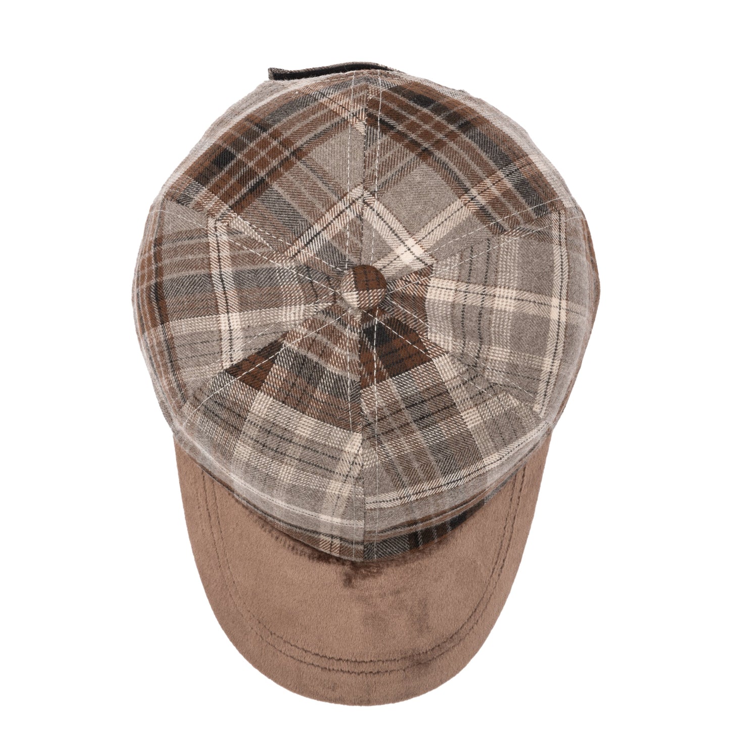 Kid's Plaid Cap With Faux Suede Brim