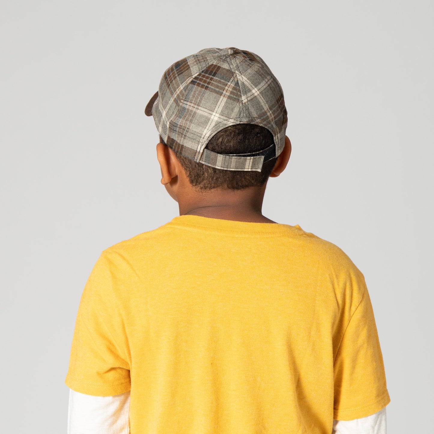 Kid's Plaid Cap With Faux Suede Brim