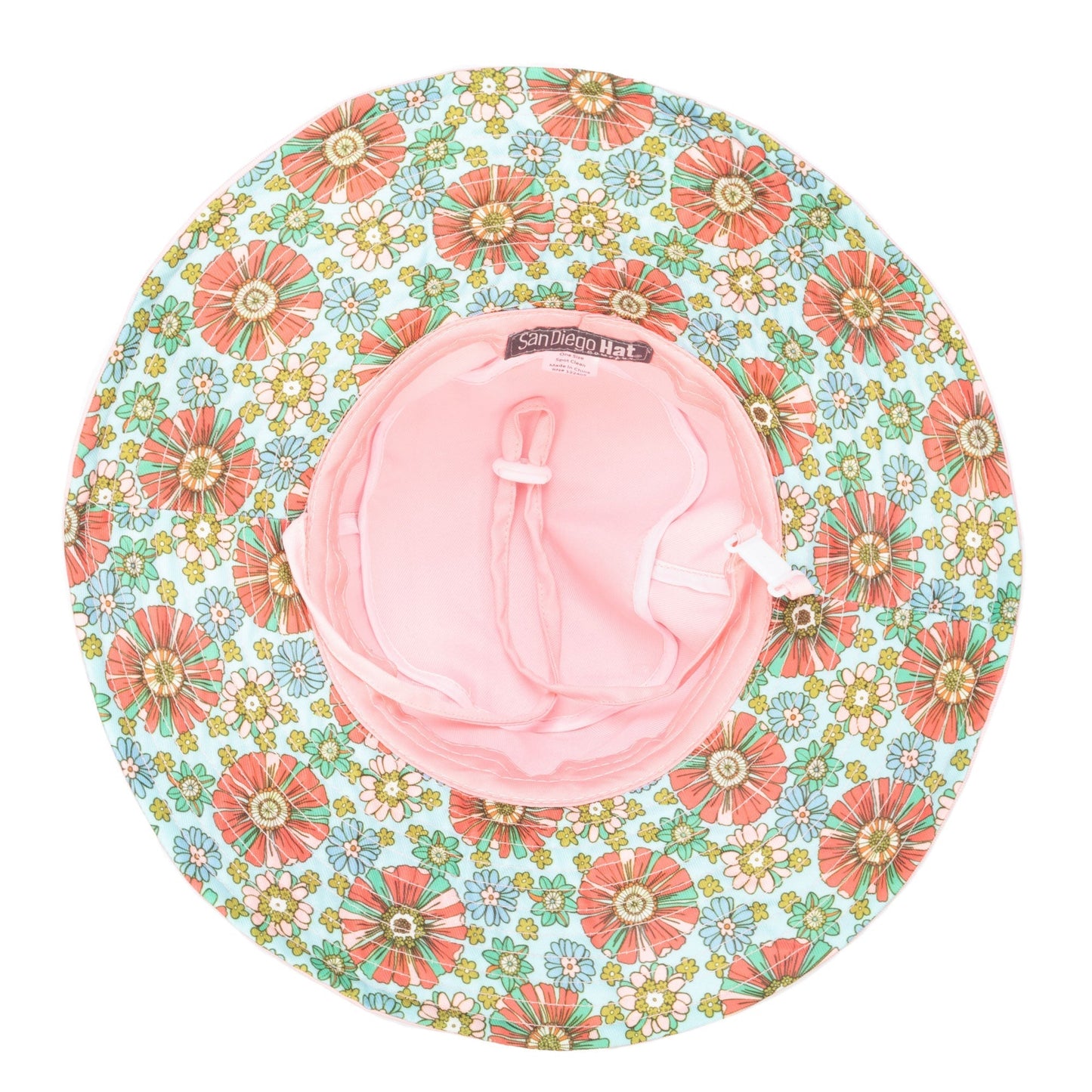 Kids Floppy Bucket Hat with Floral Printed Underbrim