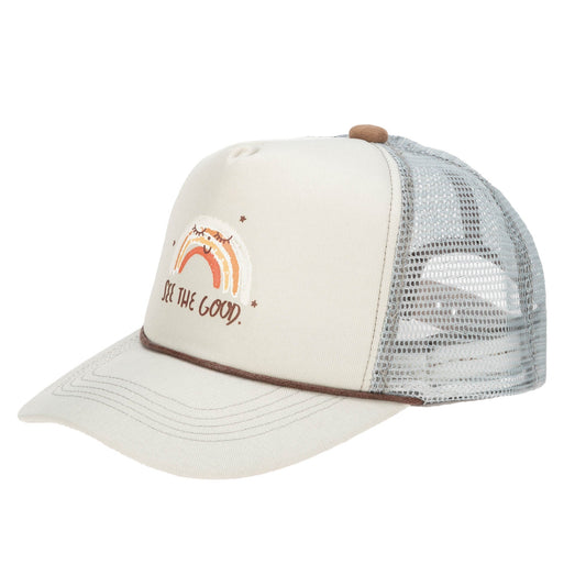 Cut and Sew Trucker Hat with "See the Good" Rainbow Graphic