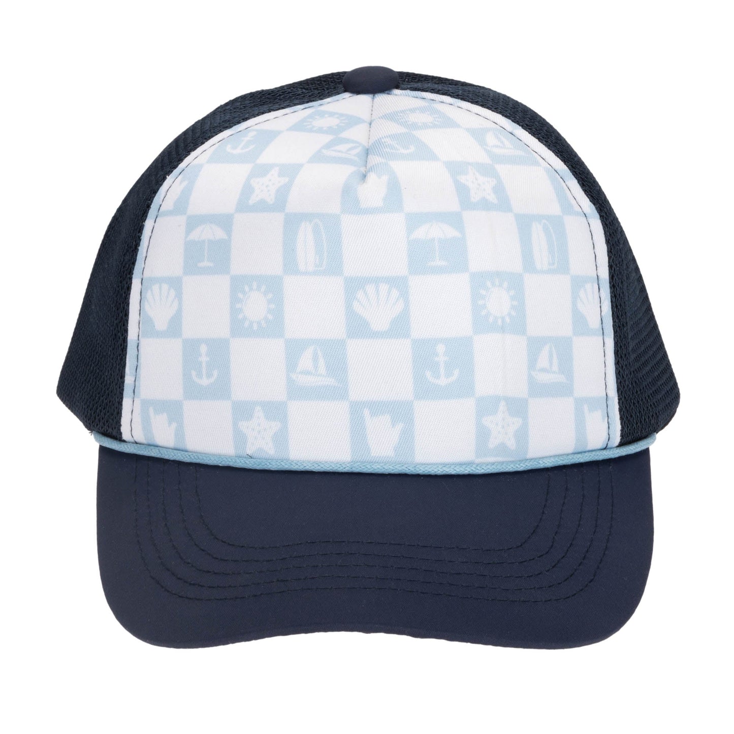 Kids Foam Trucker Hat with Checkered Print