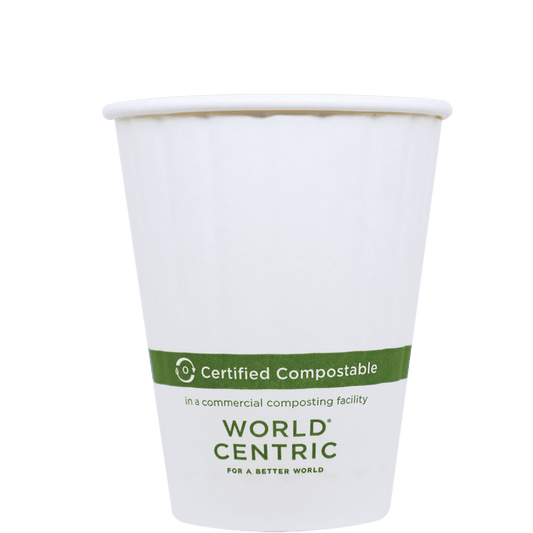 World Centric 8 oz Paper Hot Cup, Double Wall, White (QTY:1000)