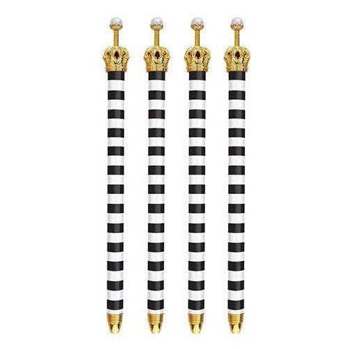 Cabana Stripes Crown Pen - Set of 12 | Giftable Pens | Novelty Office Desk Supplies
