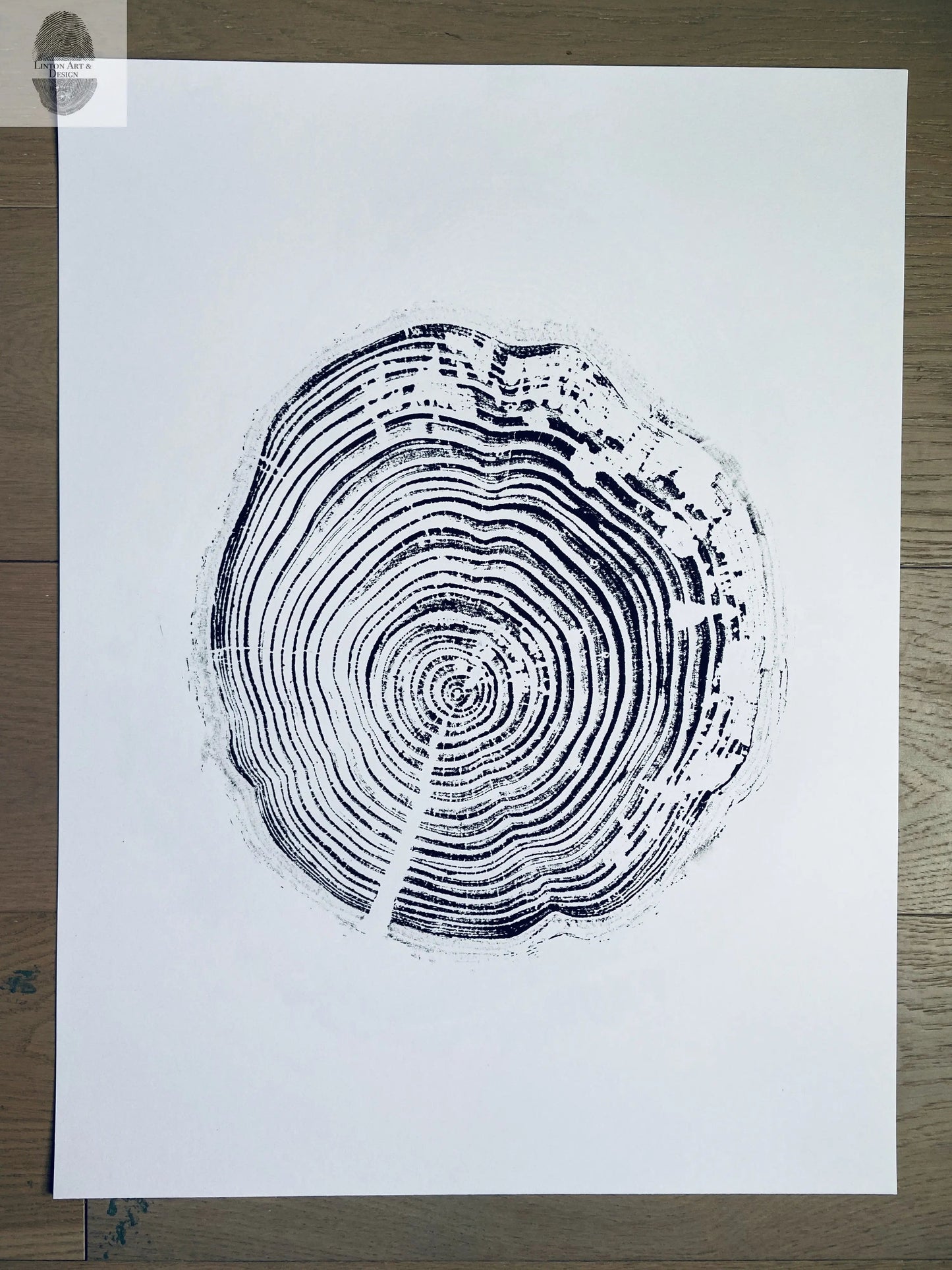 California Redwood, San Francisco, 30 years, 18x24 inch print, hand pressed print, tree ring art, wood slice, wedding tree, Woodcut print, by Erik Linton