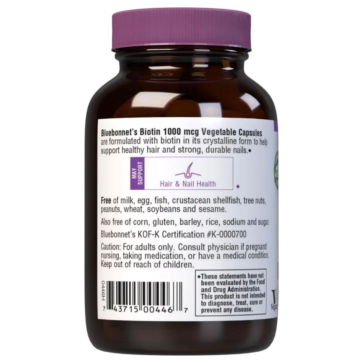 Bluebonnet Nutrition Vitamins Biotin 1000 mg - 90 Vegetable Capsules