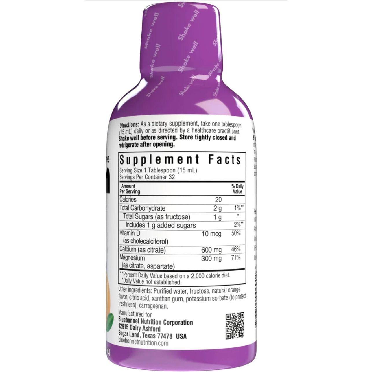 Bluebonnet Liquid Calcium Magnesium Citrate Plus Vitamin D3, Orange, 16 oz