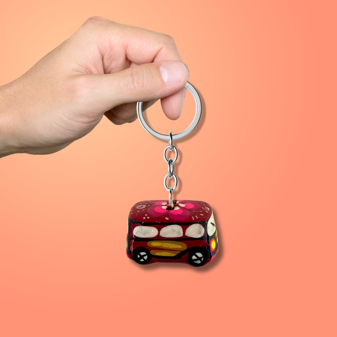 Volkswagen VW Van & Beetle Mexican Hand painted Clay Keychain - Mexico - Osadia Concept Store