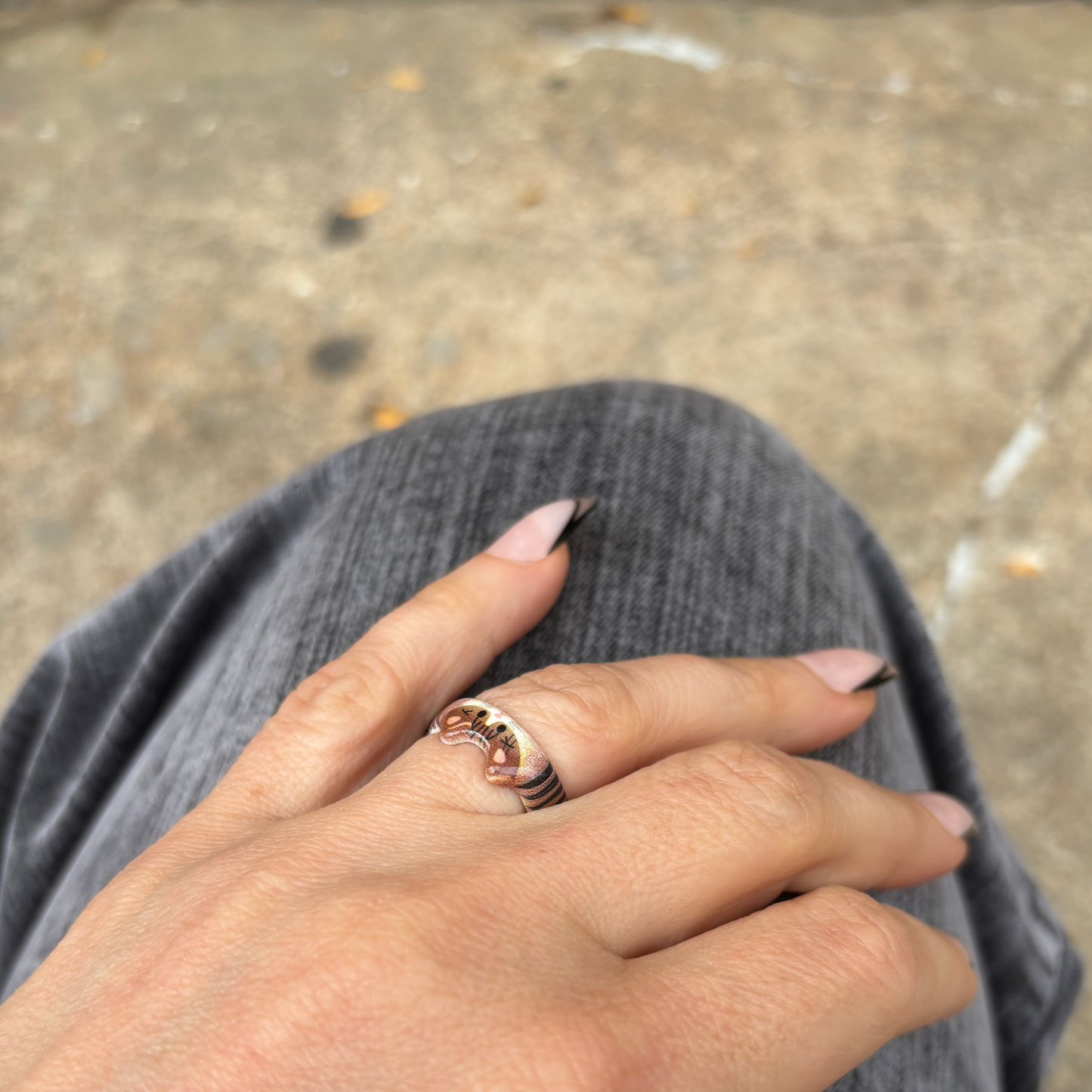 Cat Rings Set of 5 | Sculpted Peeking Cat Face Rings | Brown, White, Black & Calico | Size 7