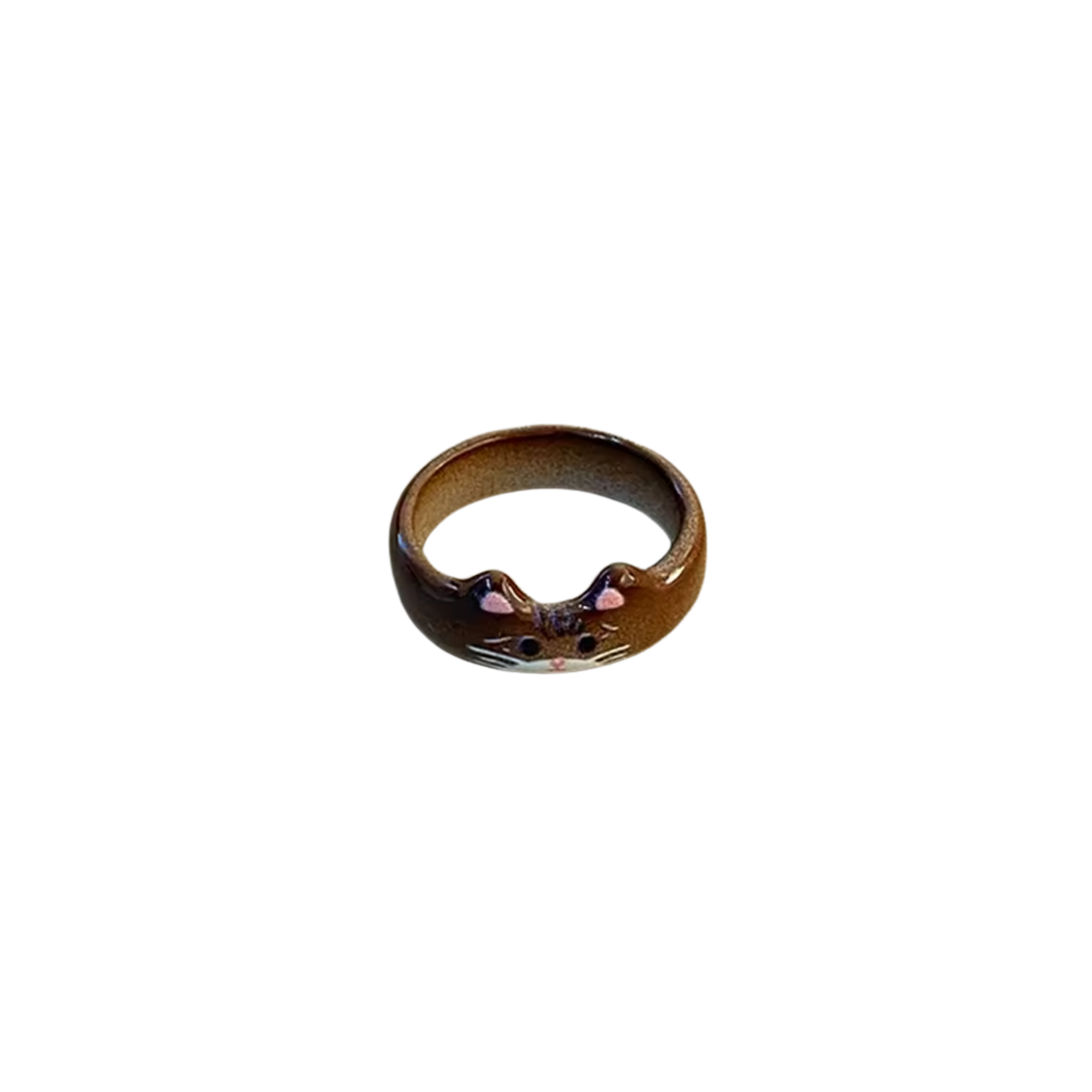 Cat Rings Set of 5 | Sculpted Peeking Cat Face Rings | Brown, White, Black & Calico | Size 7