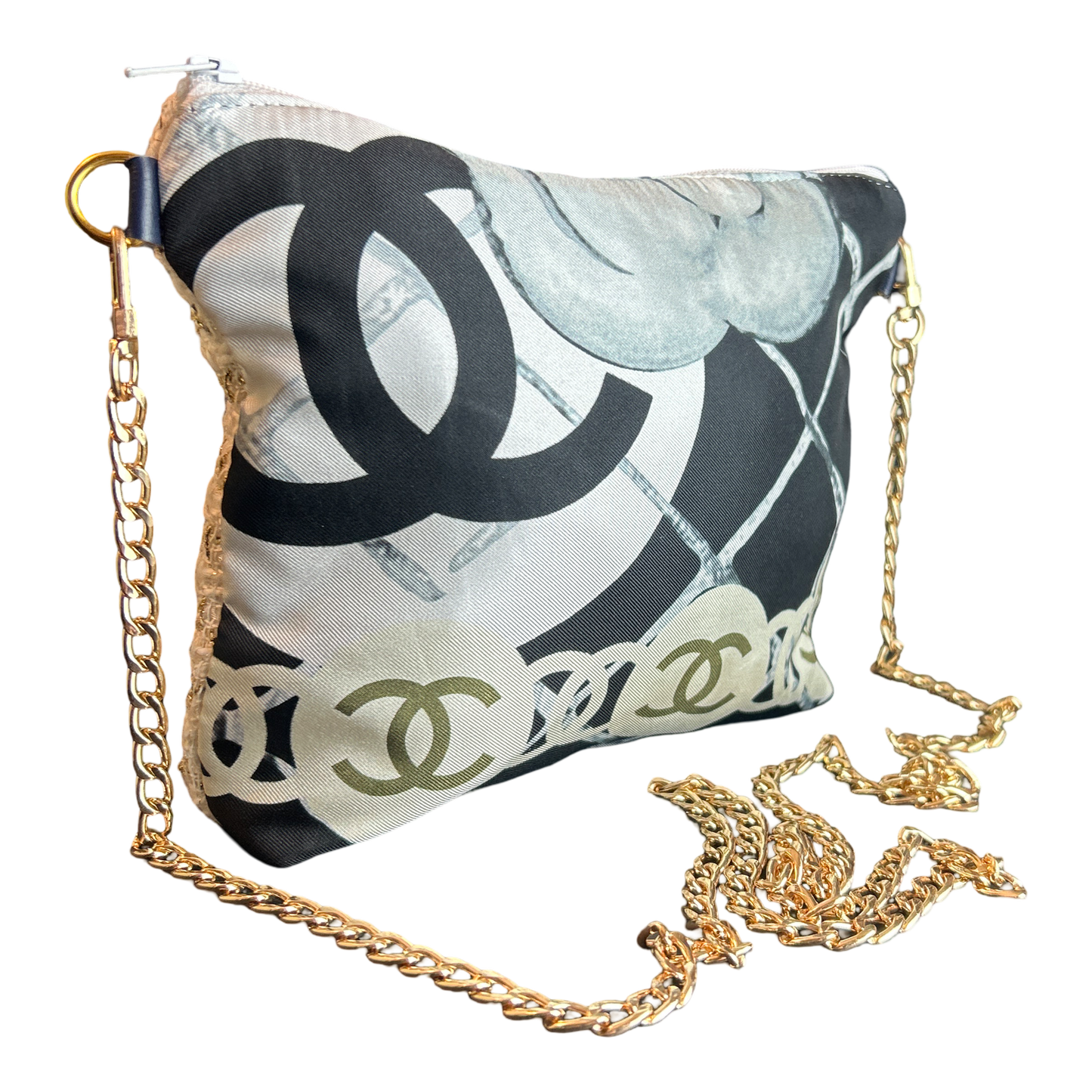 CC Logo Camellia  Noir Vintage Scarf Crossbody Bag