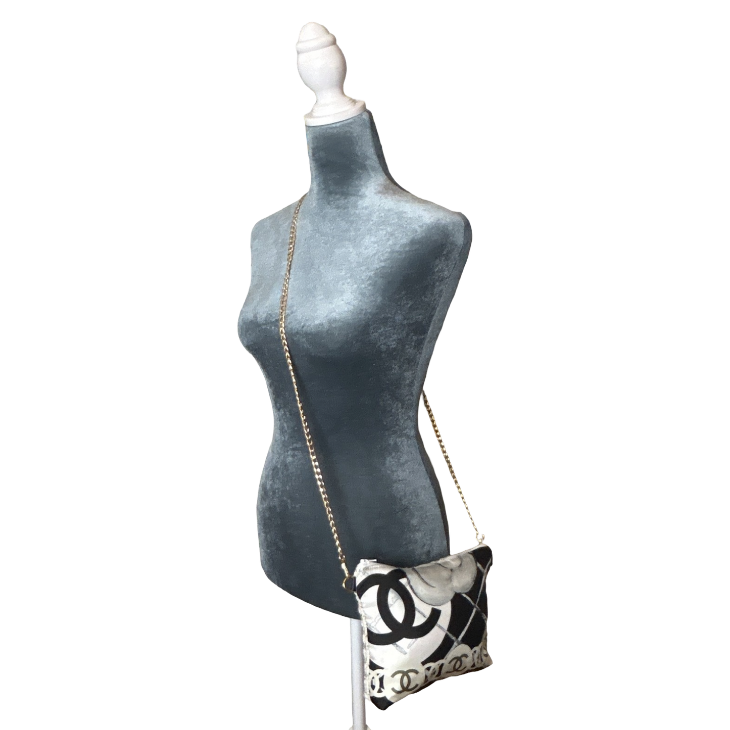 CC Logo Camellia  Noir Vintage Scarf Crossbody Bag