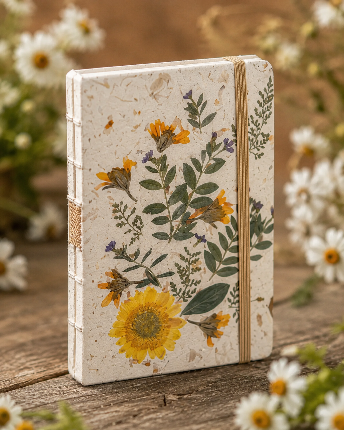 Handcrafted Journal with Pressed Flowers 4x6