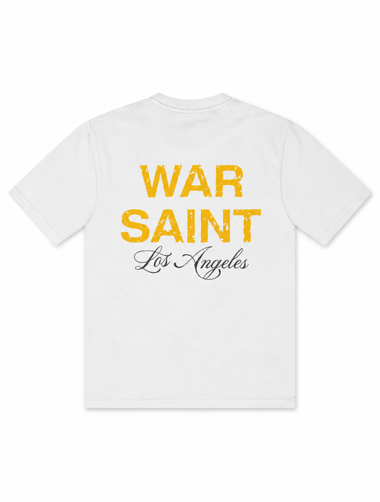 Warsaint LA Script Tee - White/Taxi Yellow