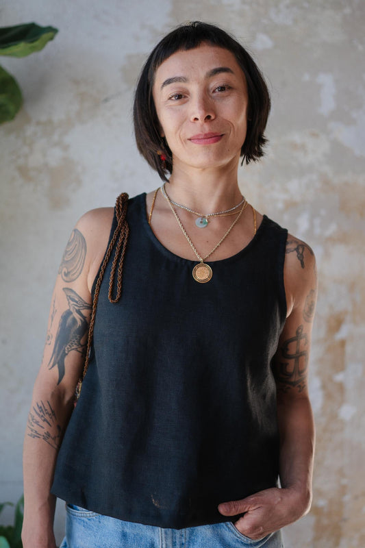 Classic Tank (Updated) in Black Linen