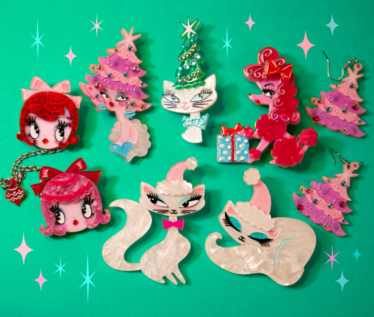 Kitty Christmas Hat Brooch by Miss Fluff x Lipstick & Chrome