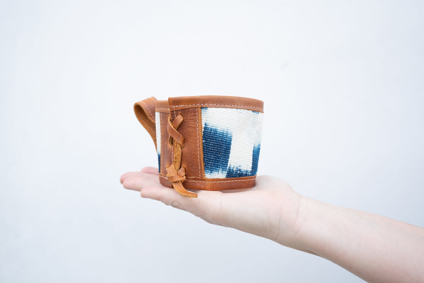 Coffee Sleeve - Tan Pink and Blue