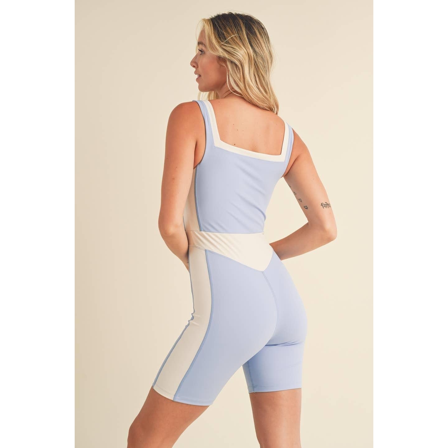 Color Block Romper in Blue [Sizes S-L]