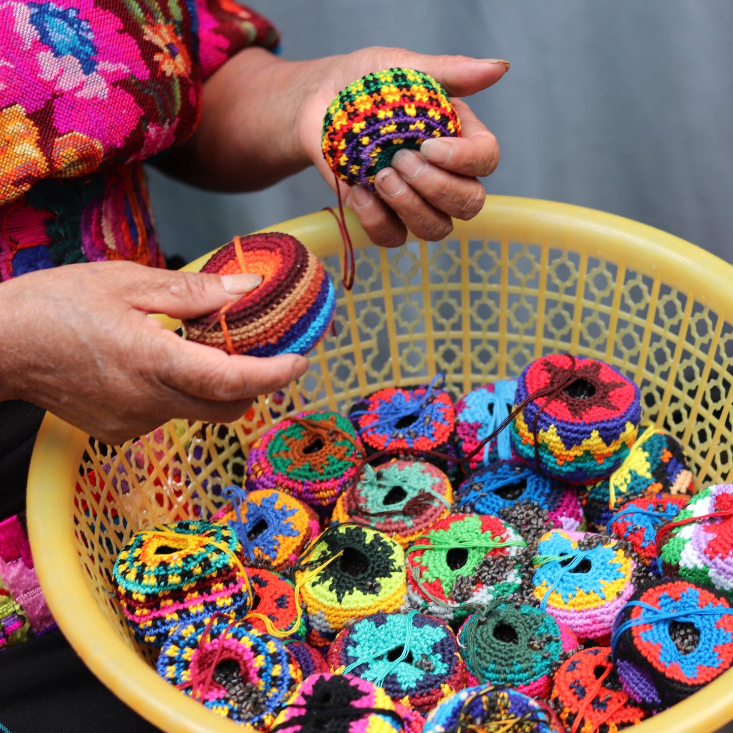 Knit Multicolor Foot Bag Stress Ball Hacky Bag Crochet Sack - Guatemala | Mexico