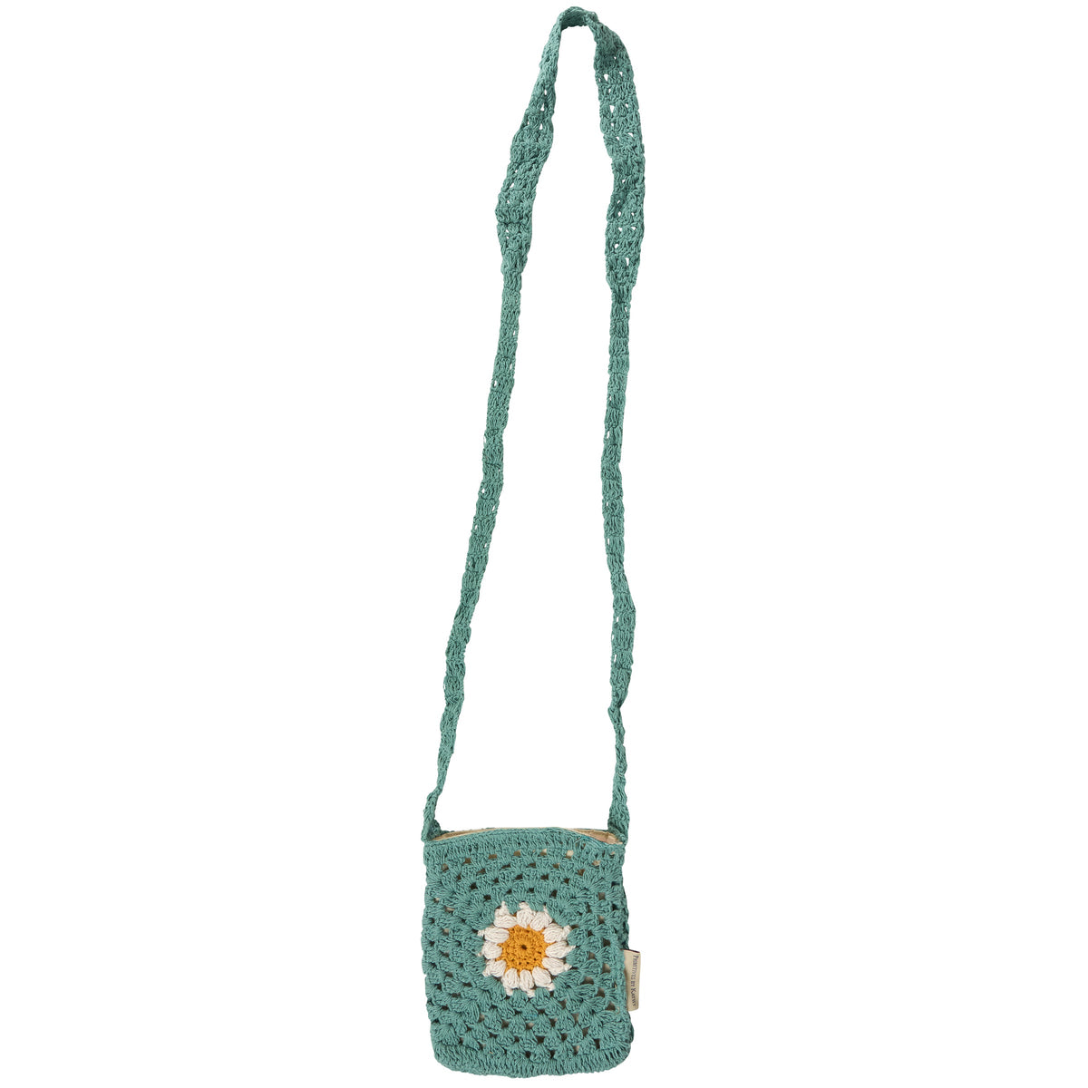 Crochet Daisy Crossbody Bag | Handmade Cotton Shoulder Sling Handbag | 6.5" x 8"