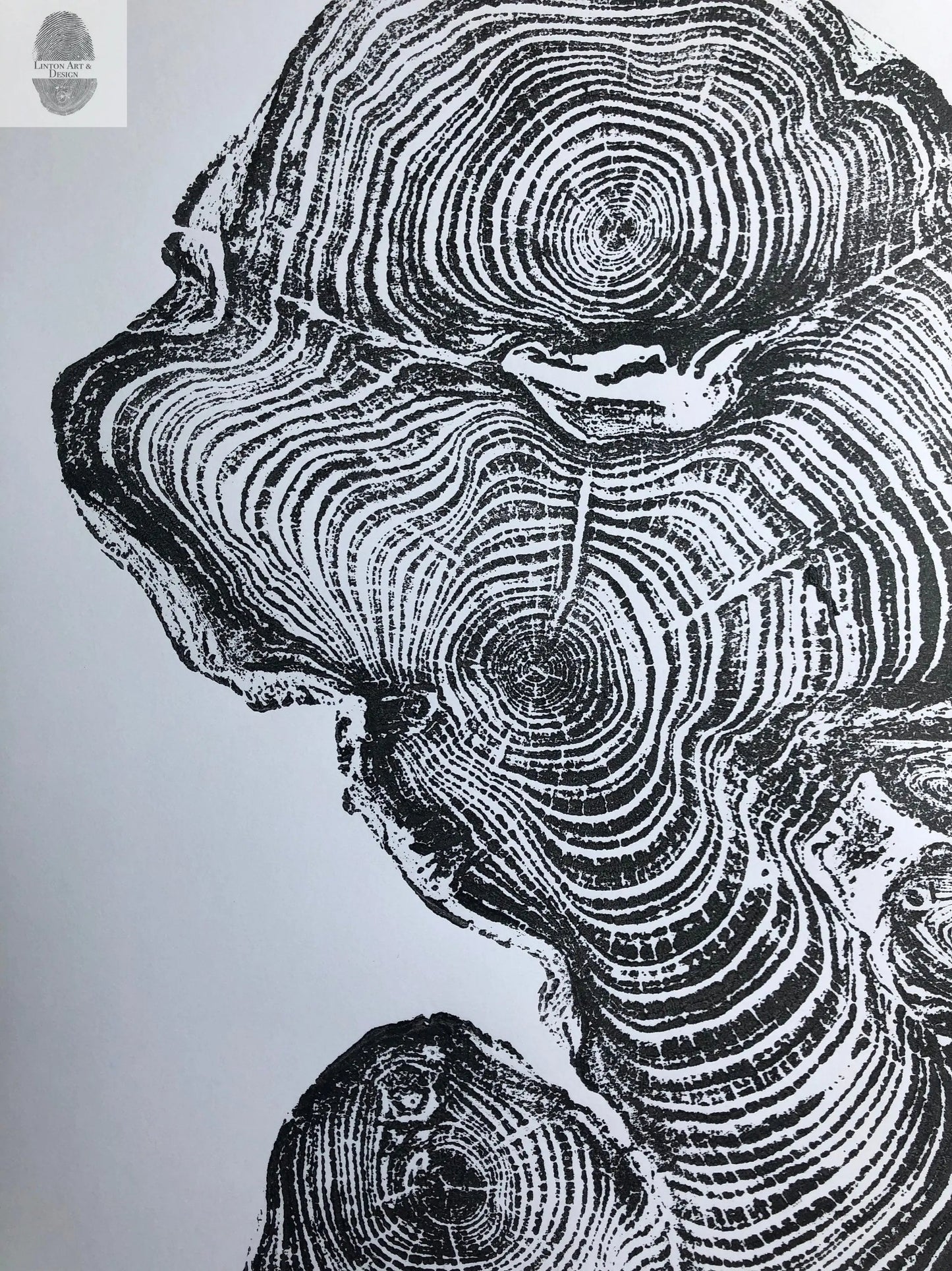 Cypress from Ireland, Tree ring art print, Tree stump print, first anniversary gift, 18x24 inch woodcut, fifth anniversary gift, Linton Art