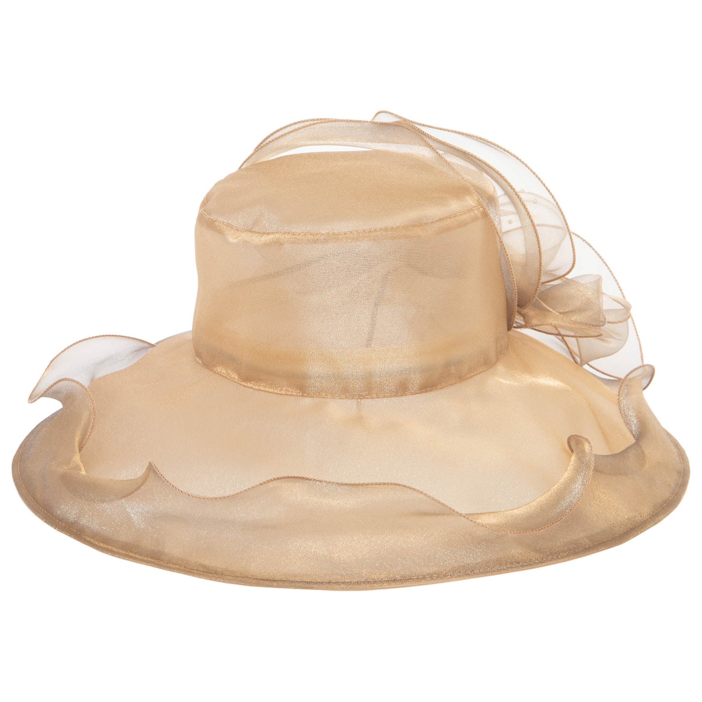 Women's Gold Organza Mesh Dress Hat (DRS1031)