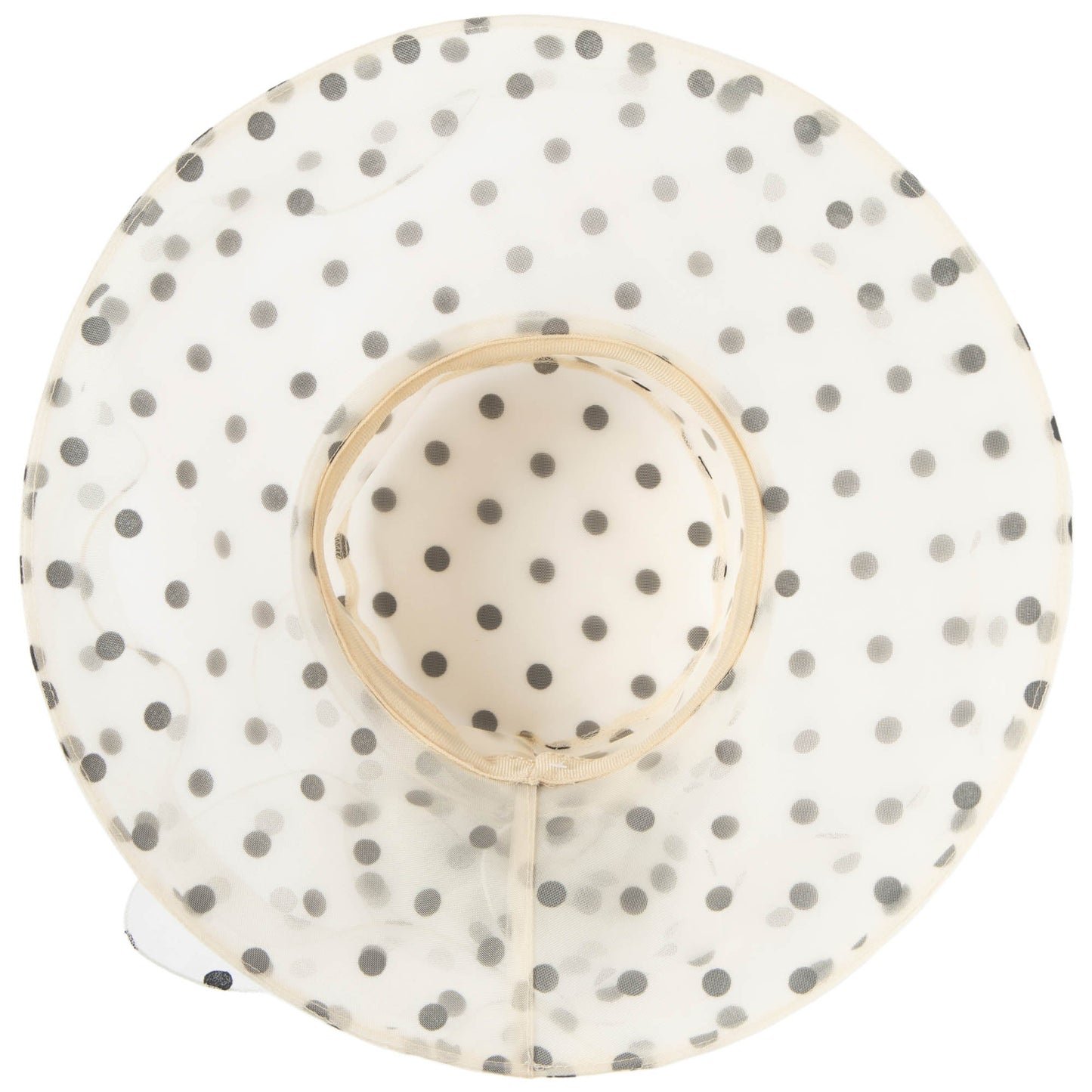 Women's Felt Polka Dot Organza Mesh Dress Hat