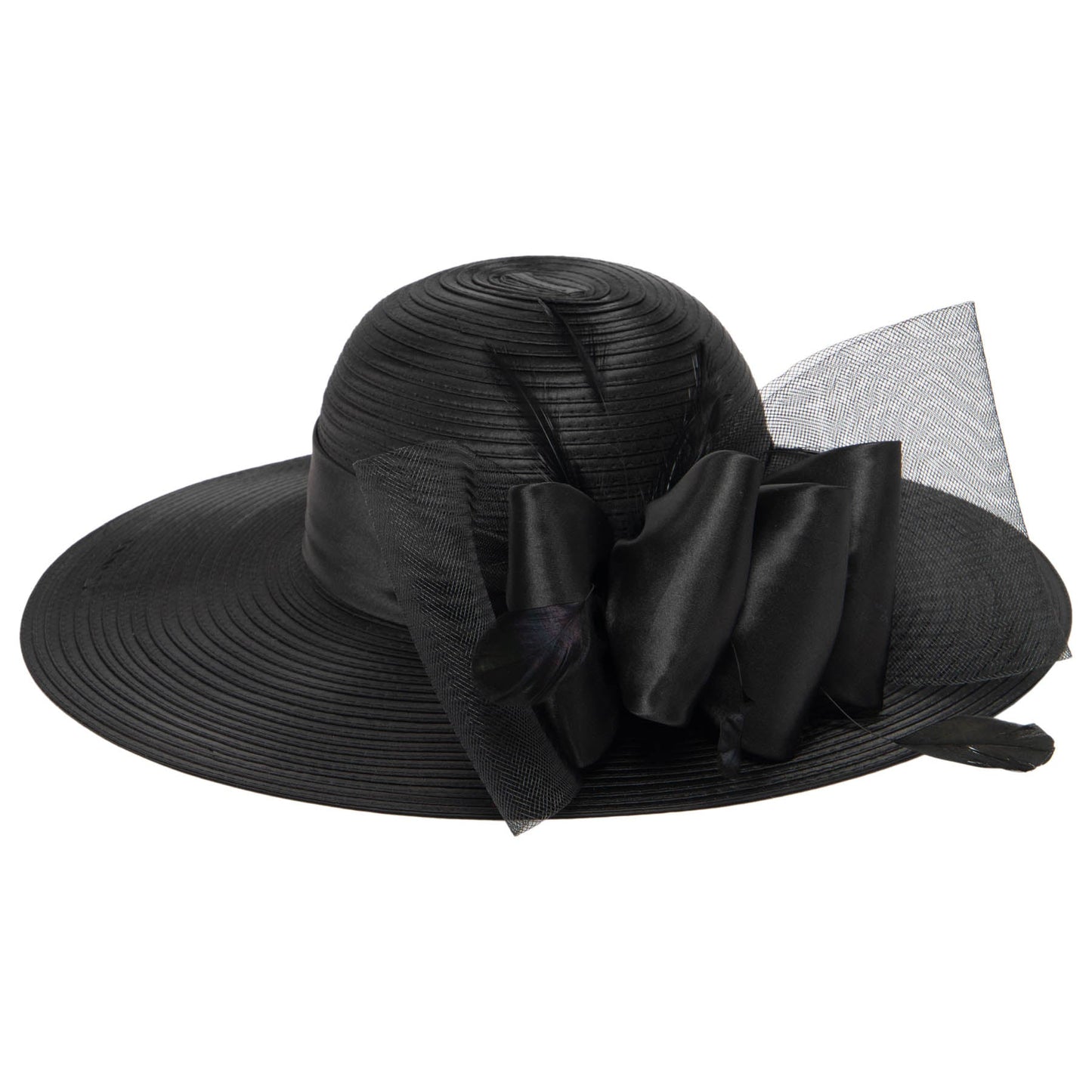 Women's Round Crown Organza Bow Dress Hat
