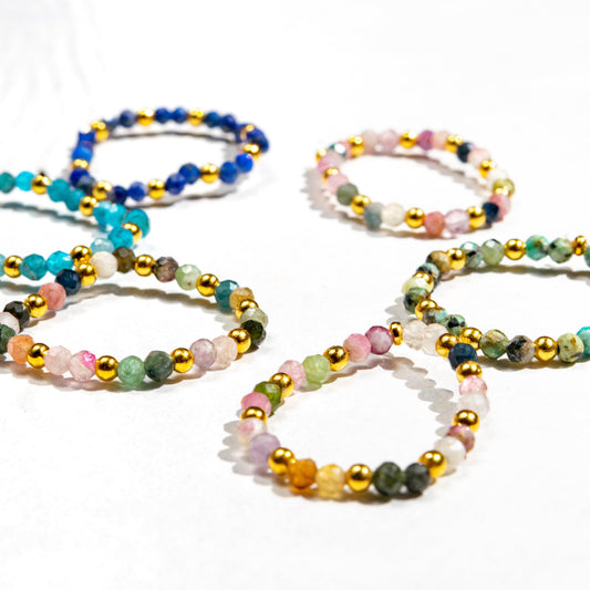 Multi-Stone Gemstone Bead Elastic Ring - Thailand