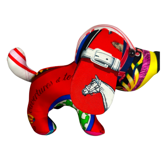 Vintage Silk Scarf Patchwork Puppy