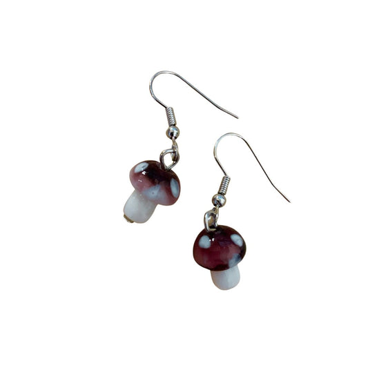 Deep Forest Mushroom Hook Earrings