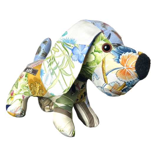 Vintage Silk Scarf Patchwork Puppy