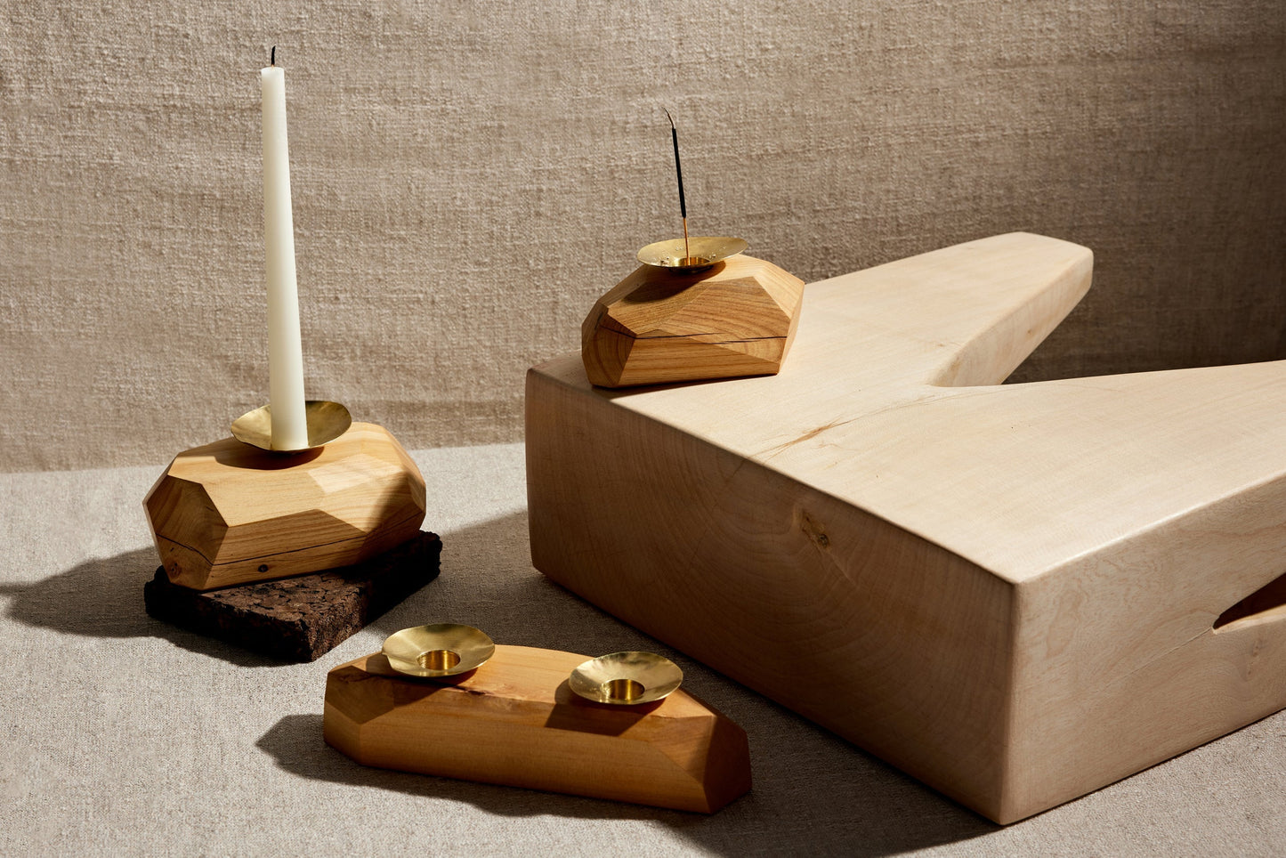 Double Wooden Incense and Candle Holder by Dor+Kie