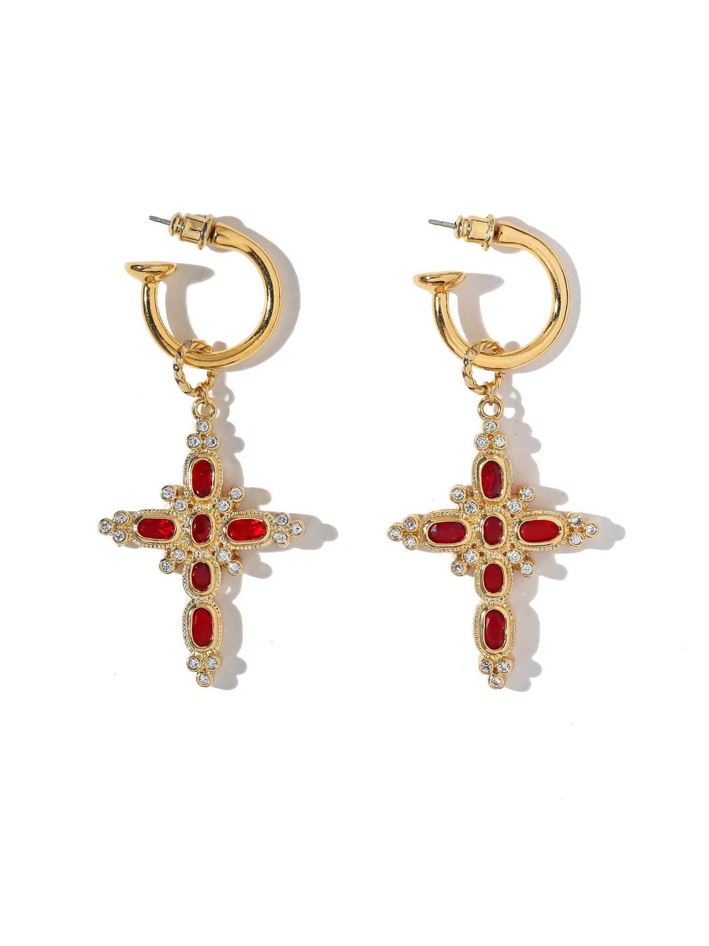 The Aalia Ruby Cross Earrings - Osadia Concept Store