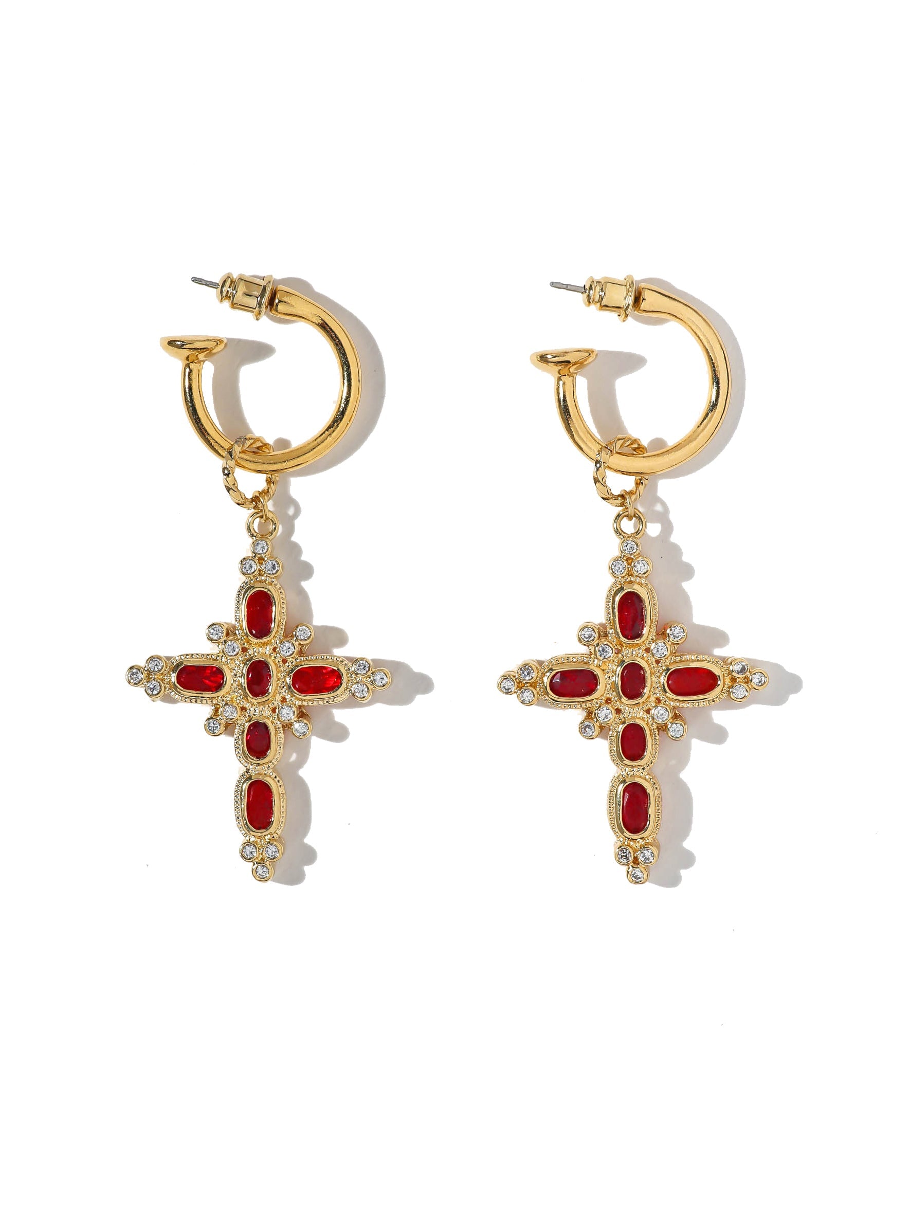 The Aalia Ruby Cross Earrings - Osadia Concept Store