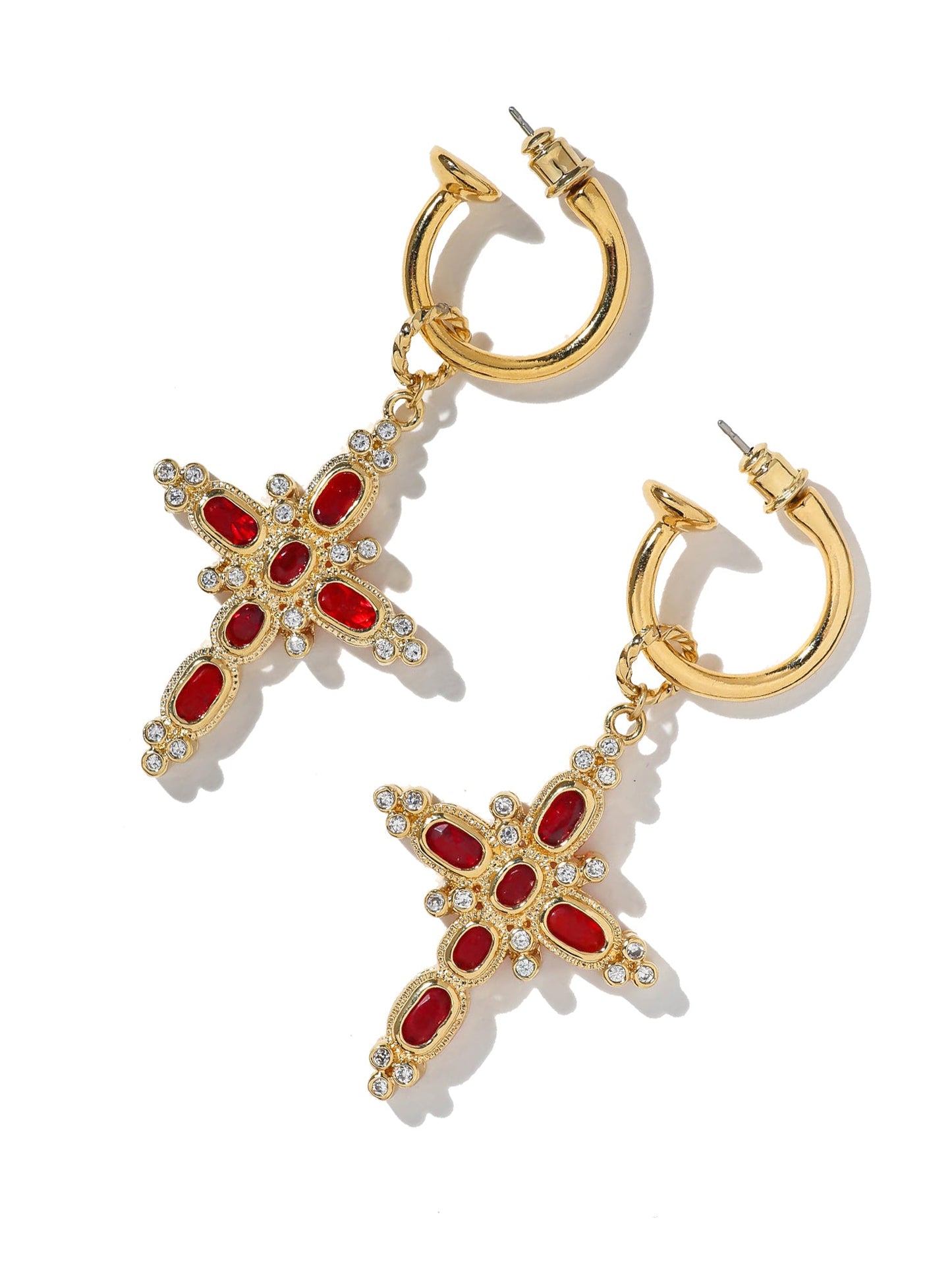 The Aalia Ruby Cross Earrings - Osadia Concept Store