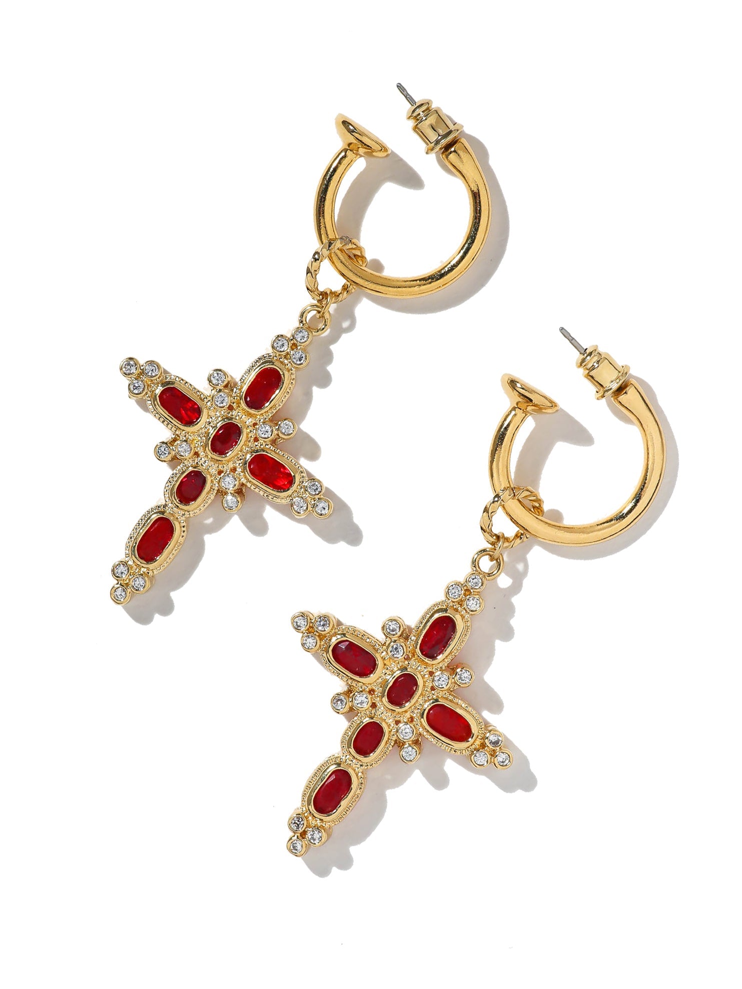 The Aalia Ruby Cross Earrings - Osadia Concept Store