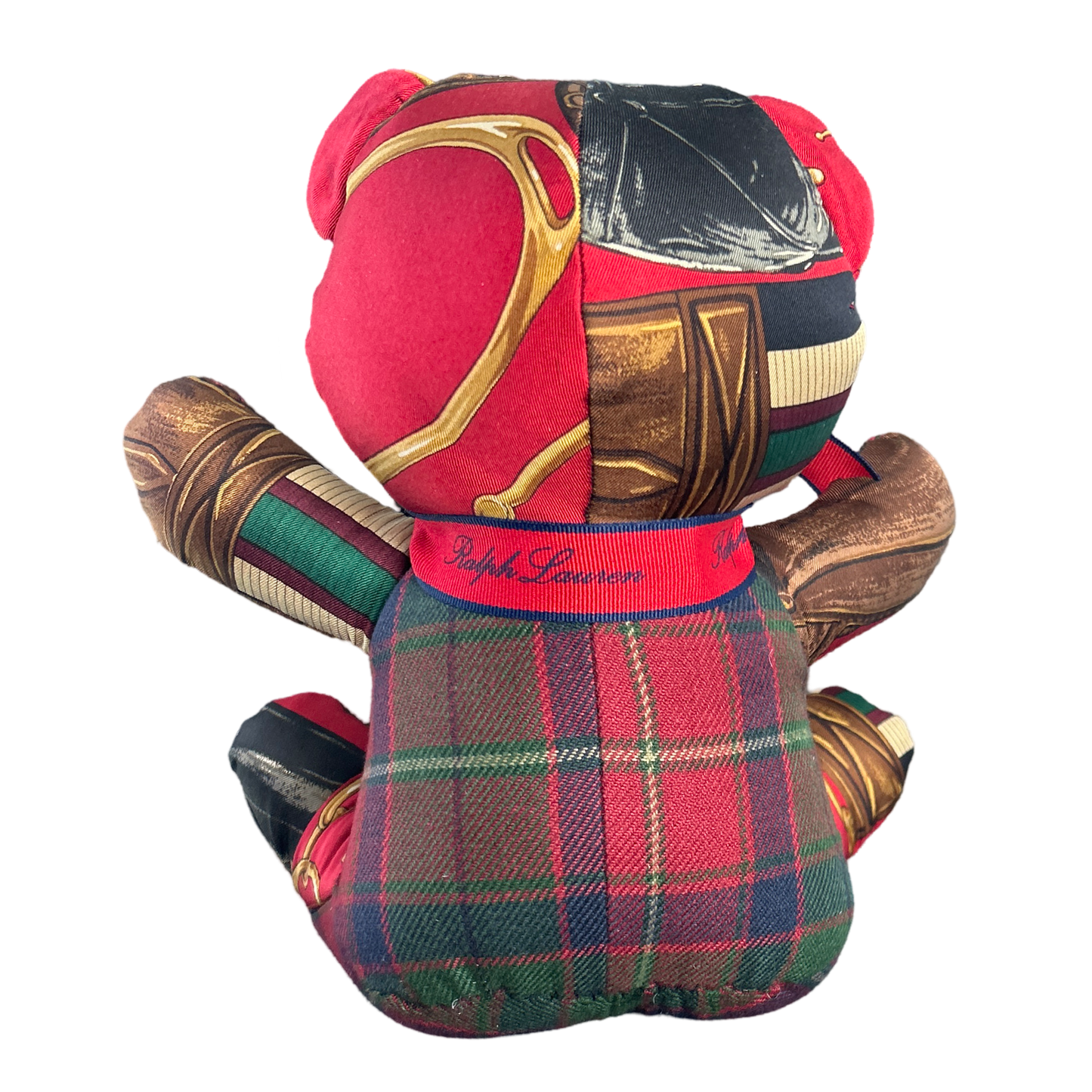 Equestrian Vintage Silk Scarf Patchwork Teddy Bear