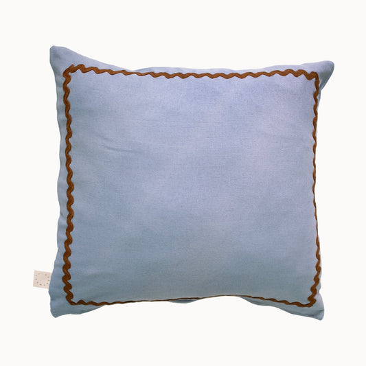 Blue Linen Pillow with Ric-Rac Trim