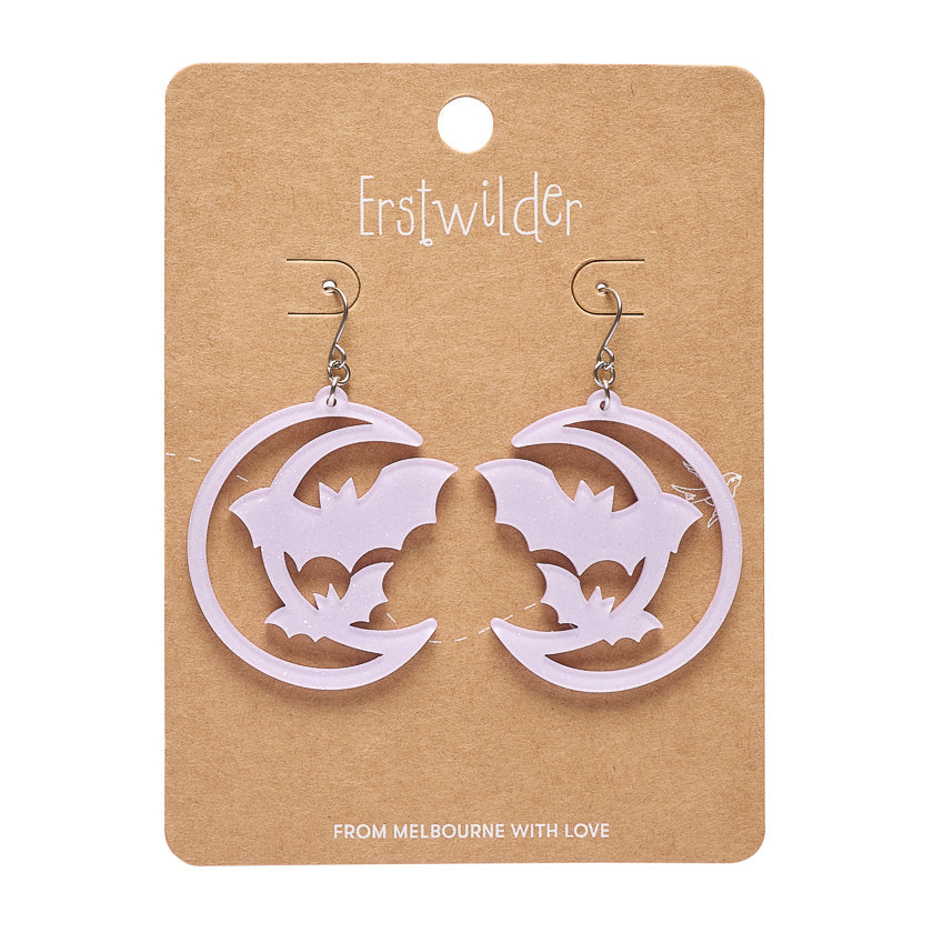 Moon & Bats Drop Earrings - Purple by Erstwilder