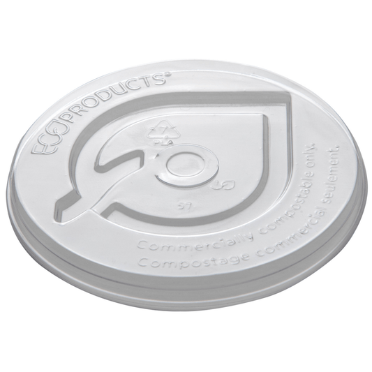 Eco-Products GreenStripe Compostable PLA Flat Lid for 12-22 oz Paper Cold Cups, Straw Slot (QTY 1000), SKU EP-FLCC-22