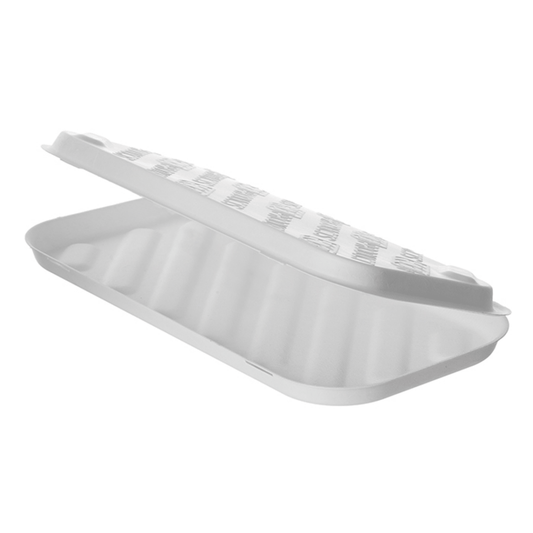 [OOS Until March 2026] Vanguard Renewable & Compostable Flatbread Pizza Sugarcane Clamshells - 13 x 7 x 1.25in (QTY:200)