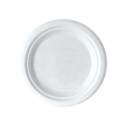 [OOS Until August 2026] Eco-Products Vanguard Sugarcane Plates 7in Compostable (QTY 1000), SKU EP-P011NFA