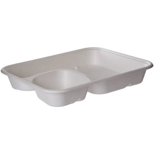 [OOS Until April 2026] Vanguard WorldView Renewable & Compostable Sugarcane 2-Cmpt Tray, 6x8in (QTY:400)