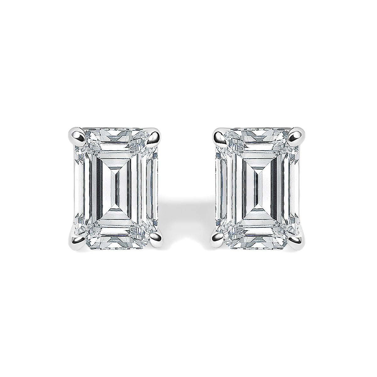 14K White Gold 1/2 Cttw Lab Grown Emerald Cut Diamond Solitaire Stud Earrings