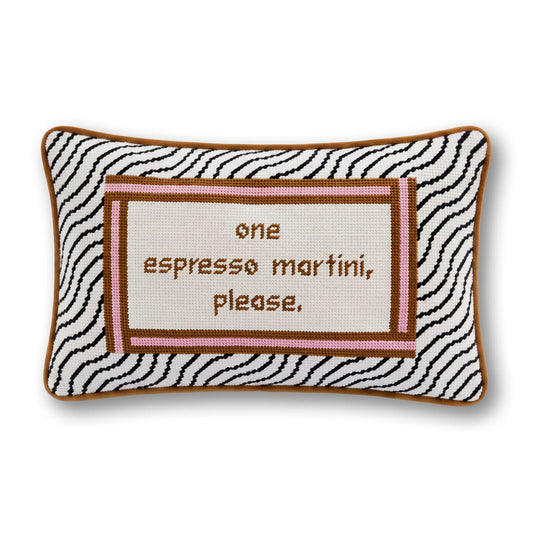 Espresso Martini Needlepoint Pillow