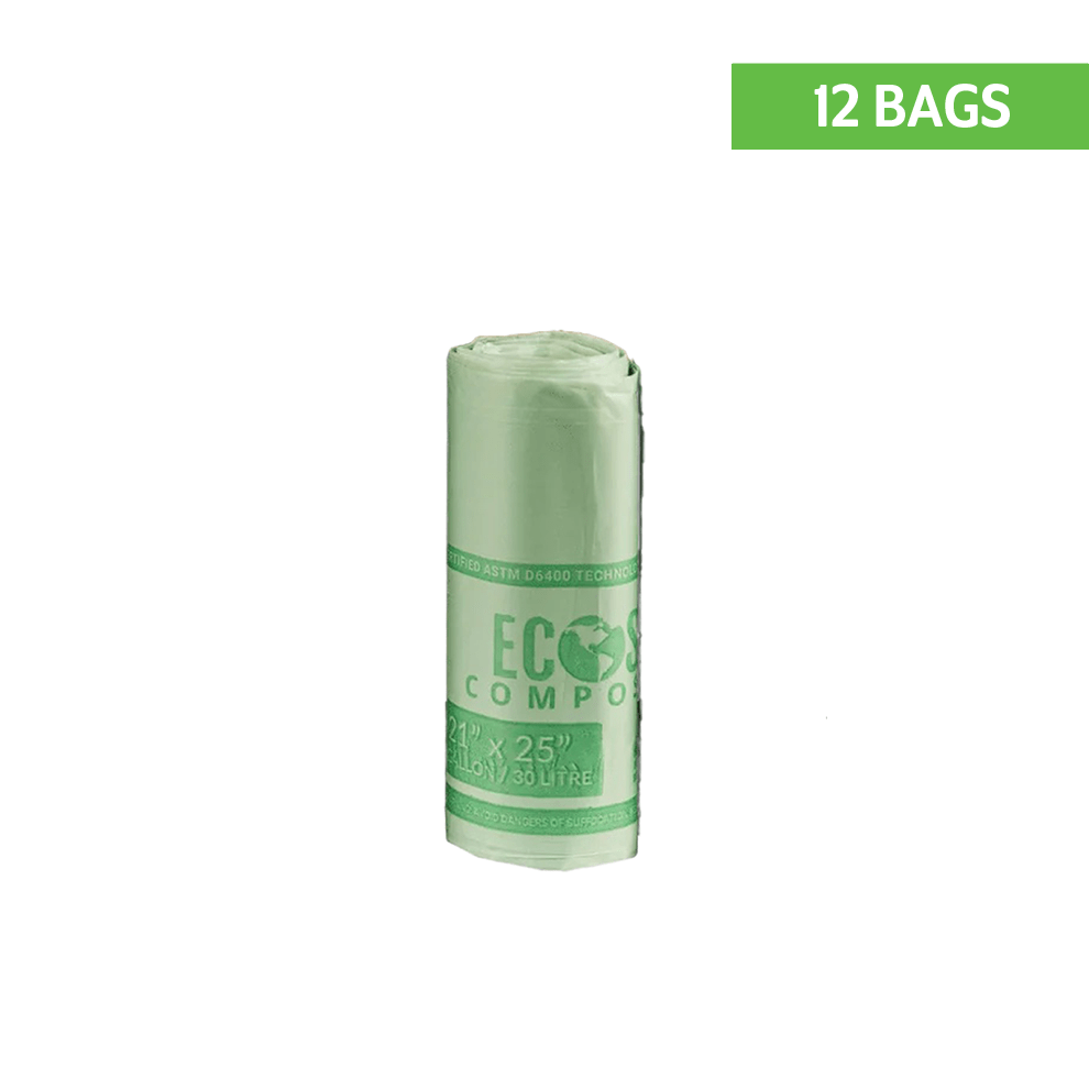 EcoSafe 8 Gal Compostable Bag/Liner - 21X25 Convenience (1-Roll Pack, QTY:12)