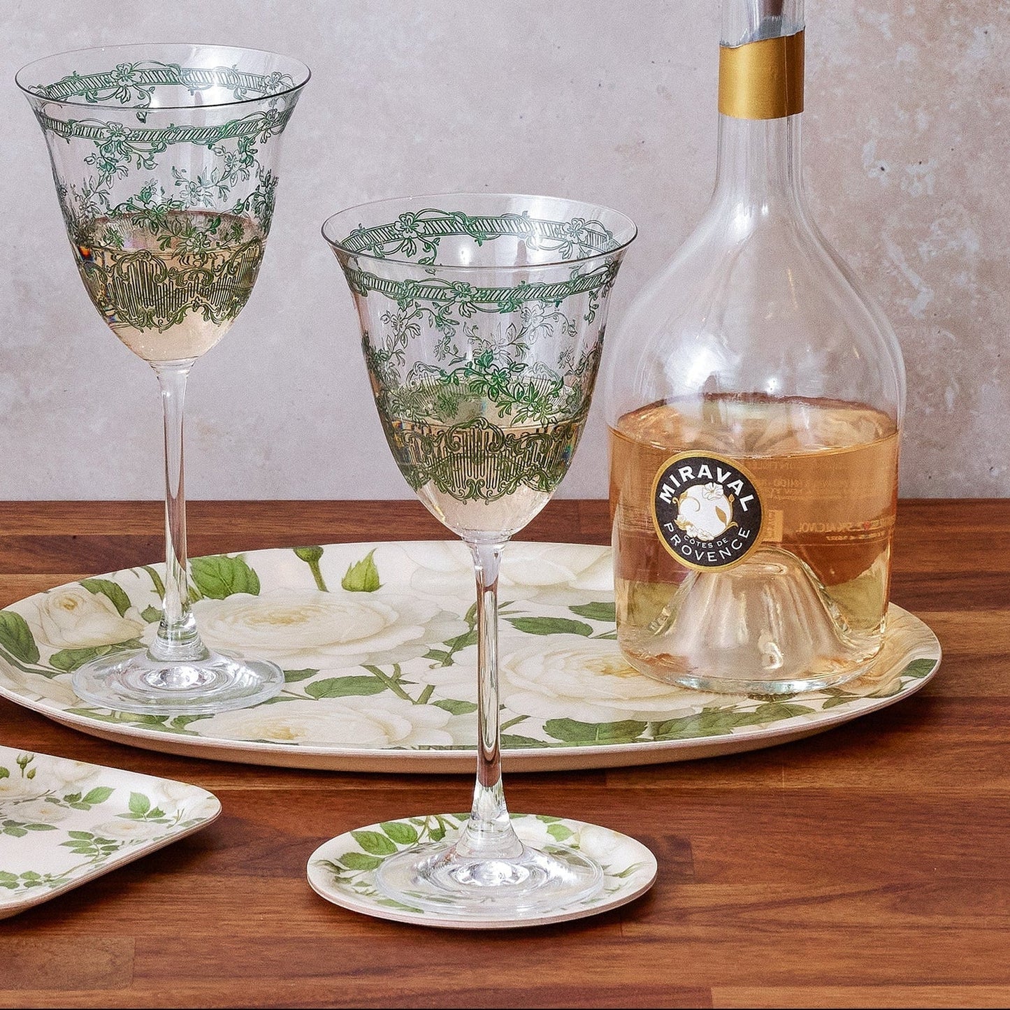 English Garden Decorative Birchwood Tray - Mini Round - Set of 2