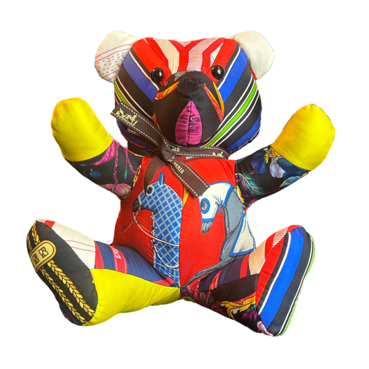 Vintage Silk Scarf Patchwork Teddy Bear